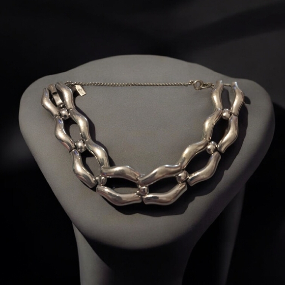 Monet Jewelry - Vintage Monet Silver Tone Open Panel Link Bracelet With Safety Chain